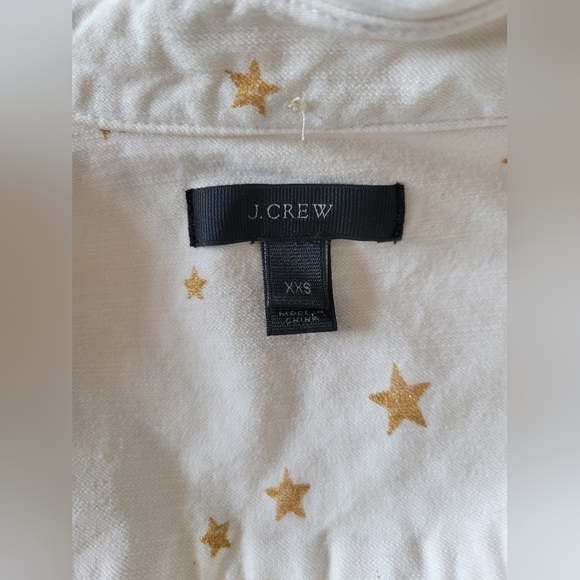 J.Crew Women's Metallic Gold Star Print Button-down Shirt Size XXS Ivory - Picture 9 of 10